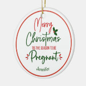 妊娠おもしろい発表クリスマス セラミックオーナメント (左)