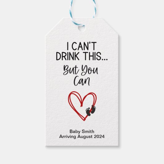 妊娠おもしろい発表パーソナライズされたラベル ギフトタグ (正面)