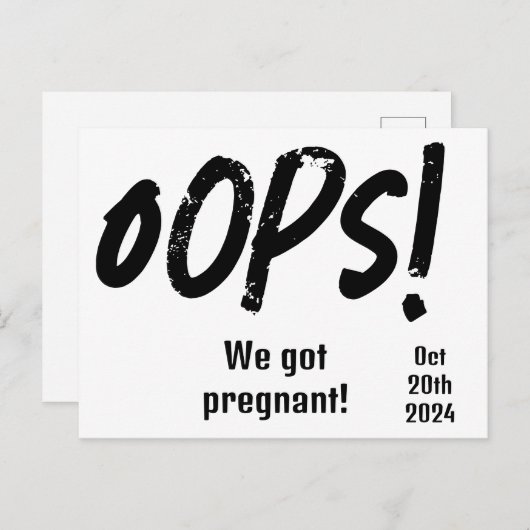 妊娠おもしろい発表 ポストカード (正面/裏面)
