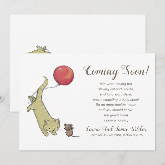 妊娠おもしろい発表 案内状 (正面/裏面)