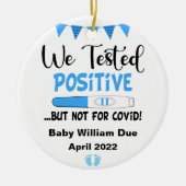 妊娠おもしろい試験前向きベビー セラミックオーナメント (正面)