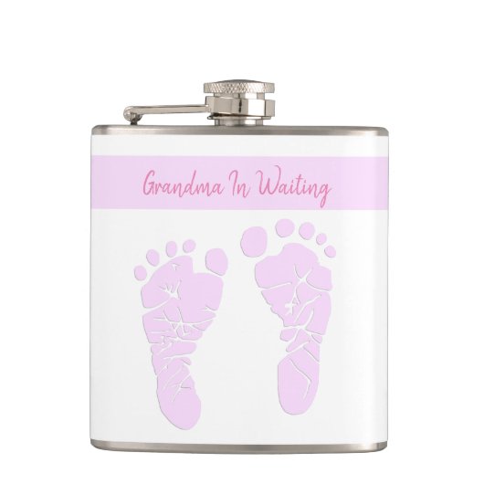 妊娠があるピンクの芸術のベビーの足跡の祖母 フラスク (正面)
