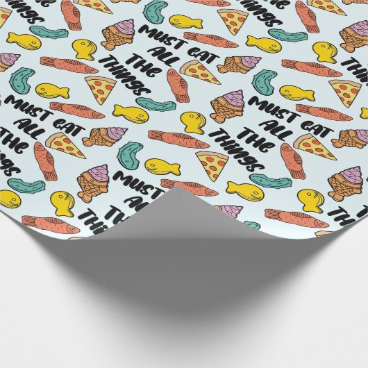 妊娠がキュートな食べ物パターン赤ちゃんシャワーを切望 ラッピングペーパー (角)