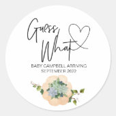 妊娠が推測を明らかにするベビー感謝祭 ラウンドシール (正面)