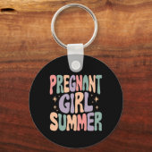 妊娠が明らかになる妊婦の夏の赤ちゃんシャワー キーホルダー (正面)