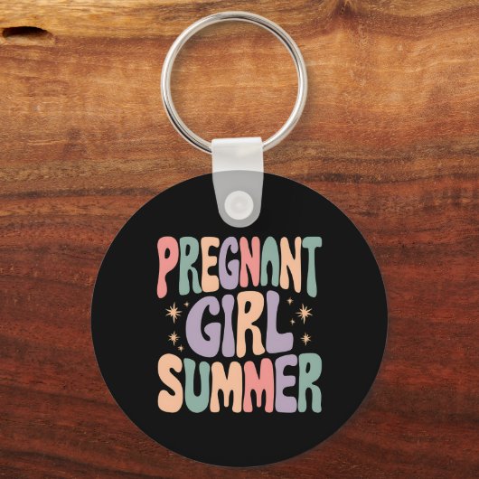 妊娠が明らかになる妊婦の夏の赤ちゃんシャワー キーホルダー (正面)