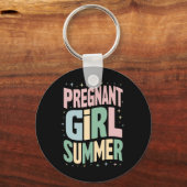 妊娠が明らかになる妊婦の夏の赤ちゃんシャワー キーホルダー (正面)