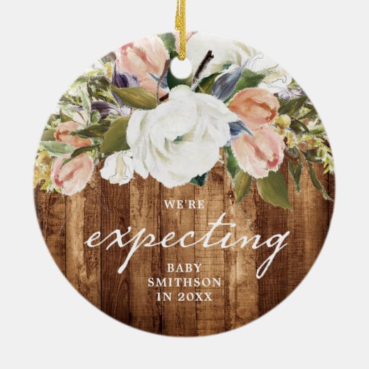 妊娠が明らかにパーソナライズされたされる木材 セラミックオーナメント (裏面)