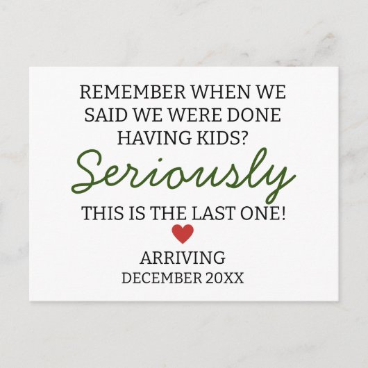 妊娠が終わったと言った時を覚えなさい ポストカード (正面)