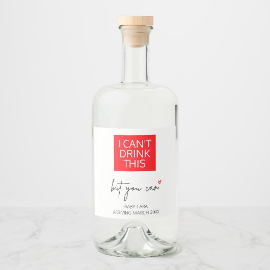 妊娠このベビーの明かりを飲めない リキュールボトルラベル (正面)