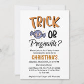 妊娠したハロウィーンの魔女の赤ちゃんシャワーをトリックしない 招待状 (正面)