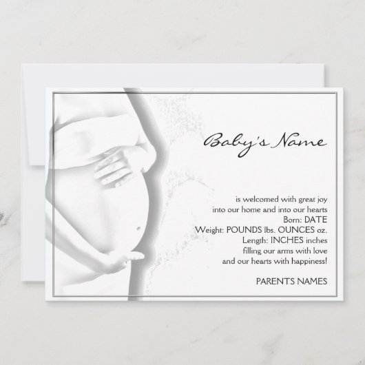 妊娠した腹ベビーのスケッチの発表 案内状 (正面)