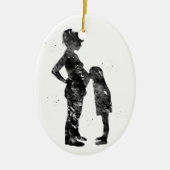妊娠している母親と娘 セラミックオーナメント (正面)