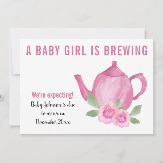 妊娠している赤ん坊の女の子を期待 案内状 (正面)