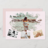 妊娠するシンプルために4つの写真コラージュのお母さん 案内状 (正面/裏面)