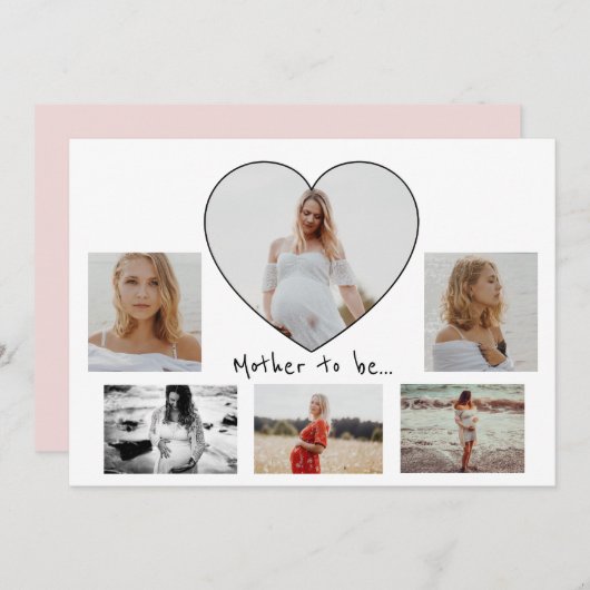 妊娠する母親をコラージュする6枚の写真 案内状 (正面/裏面)