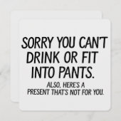 妊娠で飲酒もパンツも履けないの残念 招待状 (正面/裏面)