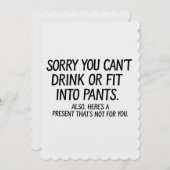 妊娠で飲酒もパンツも履けないの残念 招待状 (正面/裏面)