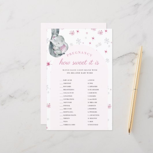 妊娠どのように甘いピンクの赤ちゃんシャワーのゲーム (正面/裏面インサイチュ)