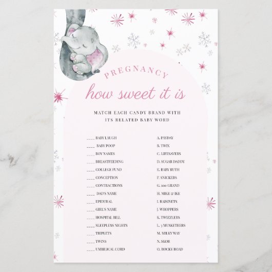 妊娠どのように甘いピンクの赤ちゃんシャワーのゲーム (正面)
