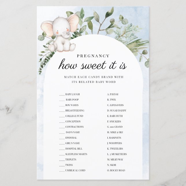 妊娠どのように甘い青い赤ちゃんシャワーゲーム (正面)