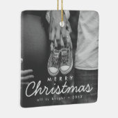 妊娠のお知らせフォトクリスマス セラミックオーナメント (右)
