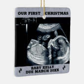 妊娠のお知らせ両親を期待， 2枚の写真 セラミックオーナメント (右)