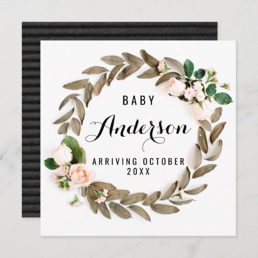 妊娠のお知らせ – 秋リース サンキューカード (正面/裏面)