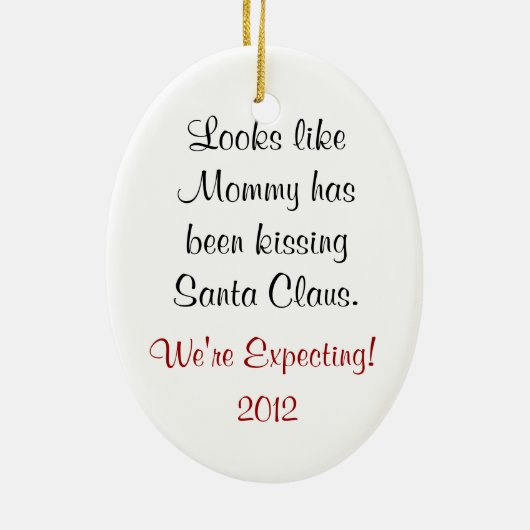 妊娠のオーナメントのお母さんの接吻 セラミックオーナメント (裏面)