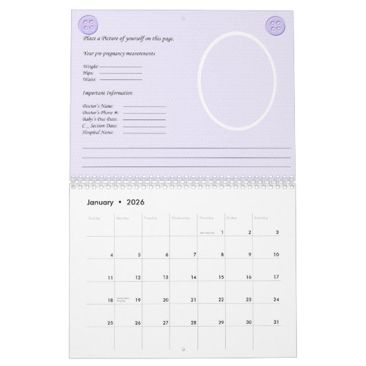 妊娠のカレンダー カレンダー (1月 2026)