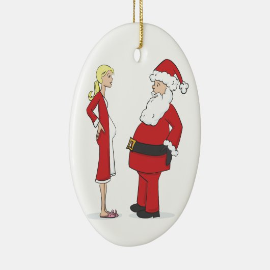 妊娠のクリスマスオーナメント-ブロンドのゼリーの楕円形 セラミックオーナメント (右)