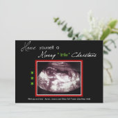 妊娠のクリスマスカードの超音波の写真 招待状 (スタンド正面)