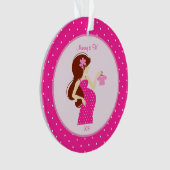 妊娠のパーソナライズなオーナメントがあるお母さん オーナメント (正面)