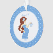 妊娠のパーソナライズなオーナメントがある青いお母さん オーナメント (正面)