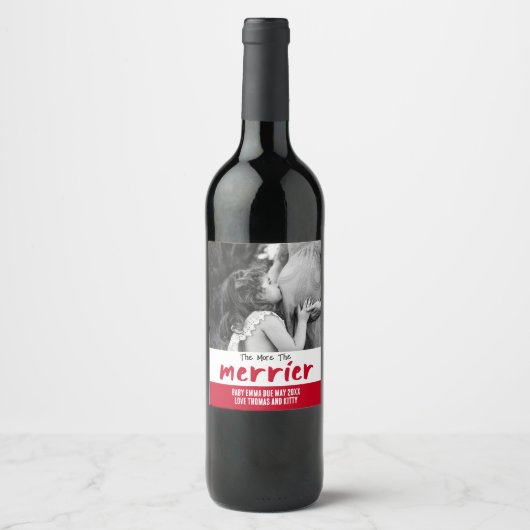 妊娠のメリーパーソナライズされたが ワインラベル (正面)