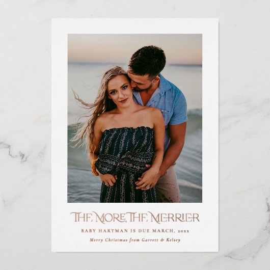 妊娠の写真のメリークリスマスが多い 箔シーズンカード (正面)