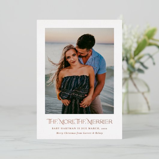 妊娠の写真のメリークリスマスが多い 箔シーズンカード (立ち正面)