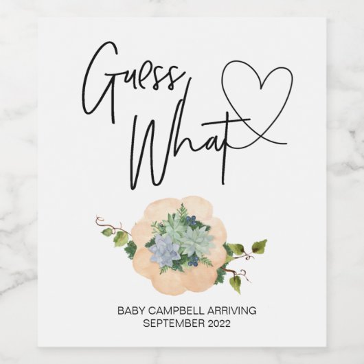 妊娠の推測どのようなベビーが感謝祭を明らかにする秋 ワインラベル (シングルラベル)