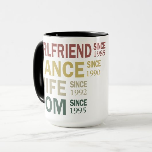 妊娠の暴露/新しい母の日付&フォトコーヒー マグカップ (正面左)