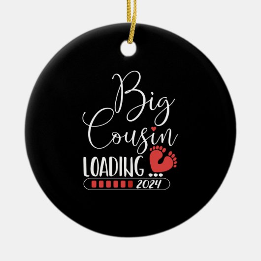 妊娠の発表のための2024年の大きないとこの積み セラミックオーナメント (正面)