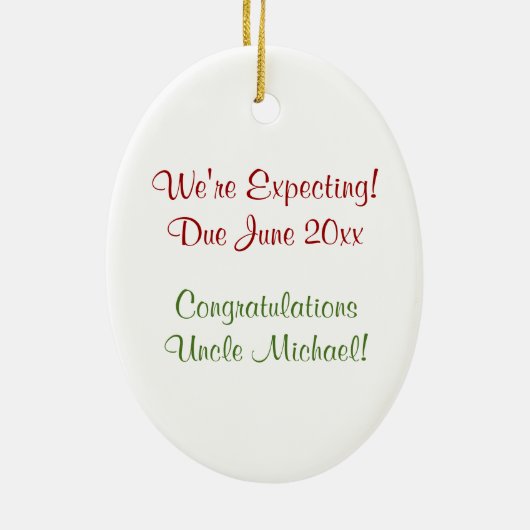 妊娠の発表のクリスマスは叔父さんにあります セラミックオーナメント (裏面)