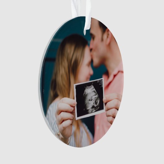 妊娠の発表のパーソナライズされたクリスマス オーナメント (正面)