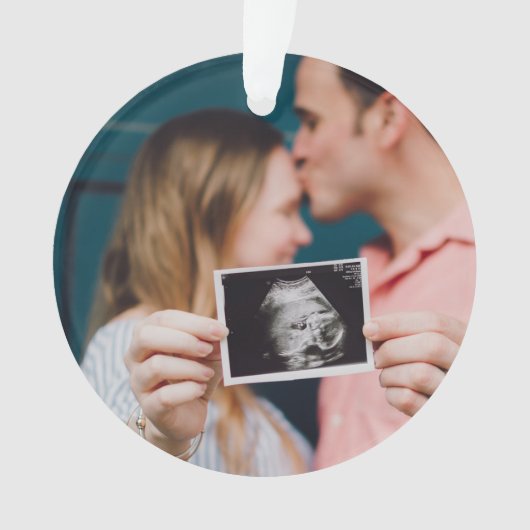 妊娠の発表のパーソナライズされたクリスマス オーナメント (正面)