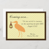 妊娠の発表のパーソナライズなこうのとり 案内状 (正面/裏面)