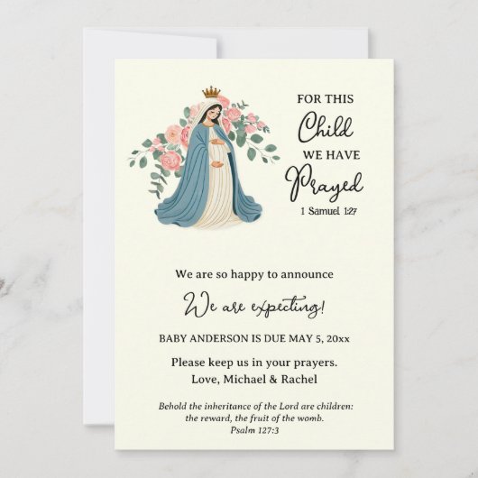 妊娠の発表の宗教祈りの言葉 ノートカード (正面)