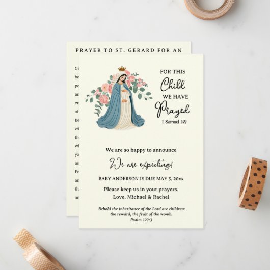 妊娠の発表の宗教祈りの言葉 ノートカード (正面/裏面インサイチュ)