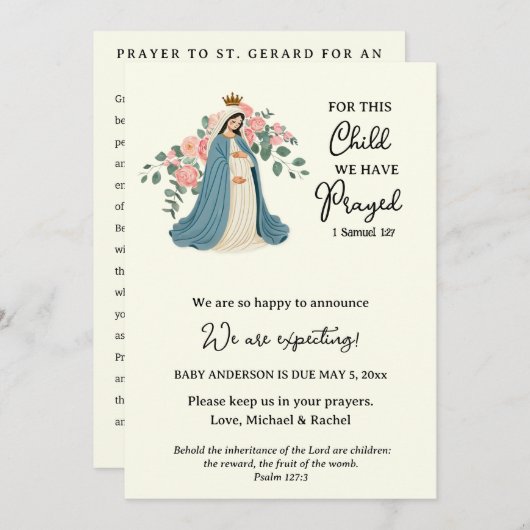 妊娠の発表の宗教祈りの言葉 ノートカード (正面/裏面)