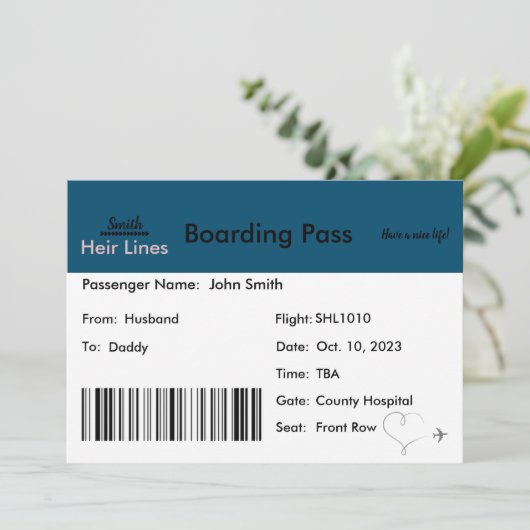 妊娠の発表の旅行をテーマにした 招待状 (スタンド正面)