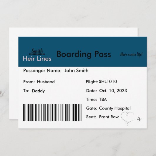 妊娠の発表の旅行をテーマにした 招待状 (正面/裏面)