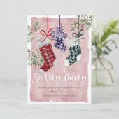 妊娠の発表の水の色の家族ストッキング シーズンカード (スタンド正面)